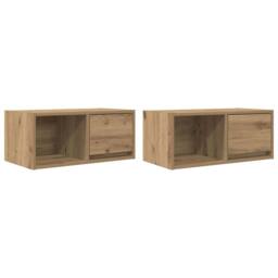 Berkfield Home TV Cabinets 2 pcs Artisan Oak 60x31x25.5 cm Engineered Wood in Brown - thumbnail 3