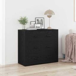 Berkfield Home Sideboard Black Oak 33x80x70 cm Engineered Wood - Size: 33 x 80 x 70 cm - thumbnail 2