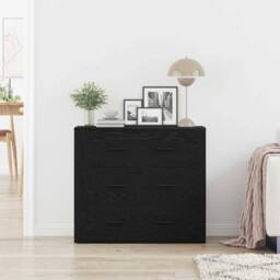 Berkfield Home Sideboard Black Oak 33x80x70 cm Engineered Wood - Size: 33 x 80 x 70 cm - thumbnail 4
