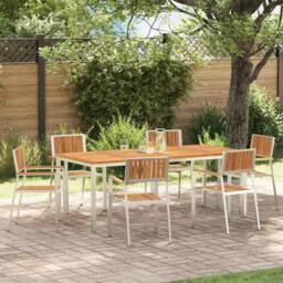 Berkfield Home 7 Piece Garden Dining Set Solid Wood Acacia in Brown - thumbnail 1