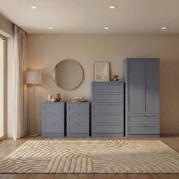Home Discount Vida Designs Altino 4Pc Bedroom Set(3Dr Bedside, 5Dr Chest, Wardrobe) in Grey - thumbnail 1