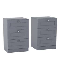 Home Discount Vida Designs Altino 4Pc Bedroom Set(3Dr Bedside, 5Dr Chest, Wardrobe) in Grey - thumbnail 7