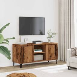 Berkfield Home TV Cabinet Old Wood 102x35x50 cm Engineered Wood in Brown - Size: 102 x 35 x 50 cm - thumbnail 3