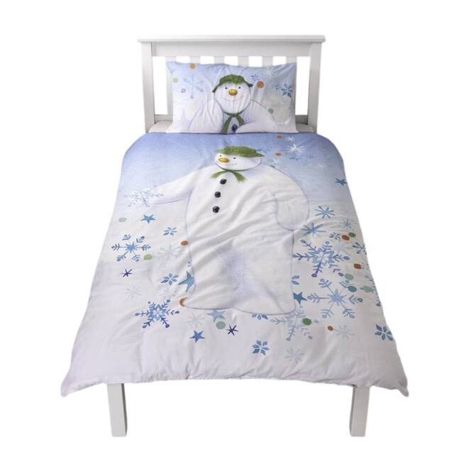 The Snowman Winter Sun Christmas Reversible Duvet Cover Set in White - Size: Single - image 1