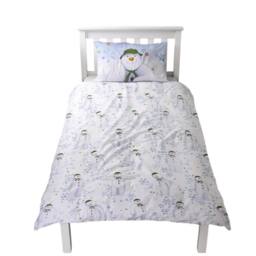 The Snowman Winter Sun Christmas Reversible Duvet Cover Set in White - Size: Single - thumbnail 2