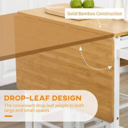 Wyld Haus Bamboo Drop Leaf Kitchen Island Set 2 Stools Drawers & Towel Rack in White - thumbnail 5