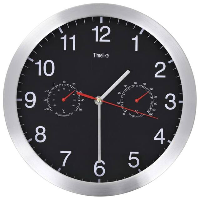 Berkfield Home Wall Clock with Quartz Movement Hygrometer Thermometer Black - image 1