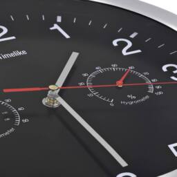 Berkfield Home Wall Clock with Quartz Movement Hygrometer Thermometer Black - thumbnail 4