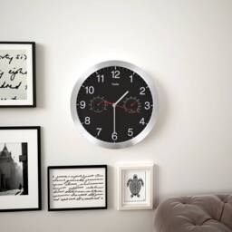 Berkfield Home Wall Clock with Quartz Movement Hygrometer Thermometer Black - thumbnail 2
