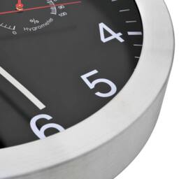 Berkfield Home Wall Clock with Quartz Movement Hygrometer Thermometer Black - thumbnail 5
