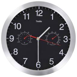 Berkfield Home Wall Clock with Quartz Movement Hygrometer Thermometer Black