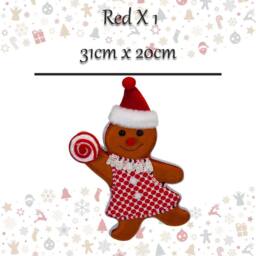 VFM e-Store Christmas Ginger Bread Woman Hanging Decoration 31cm x 20cm Red X 1 - Size: 31 cm x 20 cm - thumbnail 2
