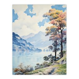 "Artery8 Wall Art Print Scenic Lake District Landscape with Autumn Trees Poster Picture - Size: W18"" x H24""" - thumbnail 1