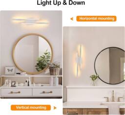 Goeco LED Indoor Wall Light 16W Modern Wall Light 3000K for Bedroom Corridor in White - thumbnail 5