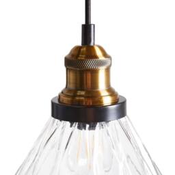 Wyld and Coco 3-Point Pendant Lamp - Textured Glass Shades Iron Frame in Clear - thumbnail 8