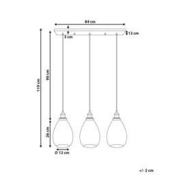 Wyld and Coco 3-Point Pendant Lamp - Textured Glass Shades Iron Frame in Clear - thumbnail 3