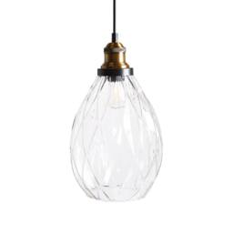 Wyld and Coco 3-Point Pendant Lamp - Textured Glass Shades Iron Frame in Clear - thumbnail 7