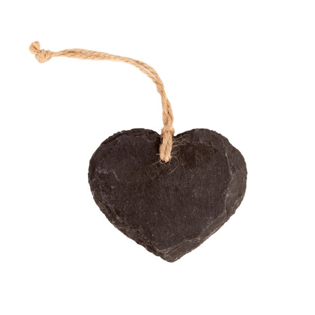 Nicola Spring Slate Heart Hanging Tag - 7 x 5.5cm - Natural in Grey - Size: 7 x 5.5 cm - image 1