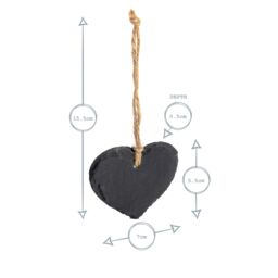 Nicola Spring Slate Heart Hanging Tag - 7 x 5.5cm - Natural in Grey - Size: 7 x 5.5 cm - thumbnail 3