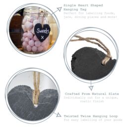 Nicola Spring Slate Heart Hanging Tag - 7 x 5.5cm - Natural in Grey - Size: 7 x 5.5 cm - thumbnail 2