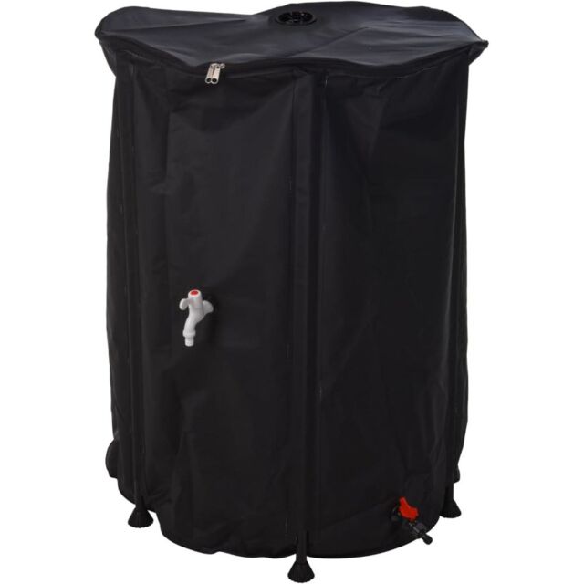 idooka Large Collapsible 500L Rainwater Butt + Tap Lid Hose Connector in Black - image 1
