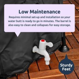 idooka Large Collapsible 500L Rainwater Butt + Tap Lid Hose Connector in Black - thumbnail 5