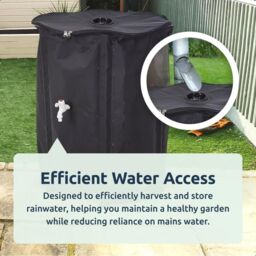 idooka Large Collapsible 500L Rainwater Butt + Tap Lid Hose Connector in Black - thumbnail 2