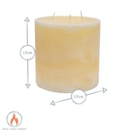 Nicola Spring Round 3 Wick Vanilla Pillar Candles - 130 Hours - Cream - Pack of 6 in Beige - thumbnail 3