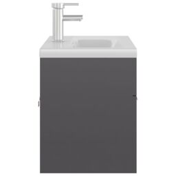 Berkfield Home Sink Cabinet with Built-in Basin High Gloss Grey Engineered Wood - thumbnail 4