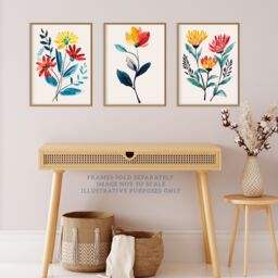 Wee Blue Coo Set of 3 Prints Wildflowers Floral Watercolour Bright Wall Art - Size: A4 - thumbnail 2