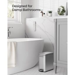 SONGMICS Small Pedal Bathroom Bin with Soft Close Lid Steel Slim Space in Silver - thumbnail 2
