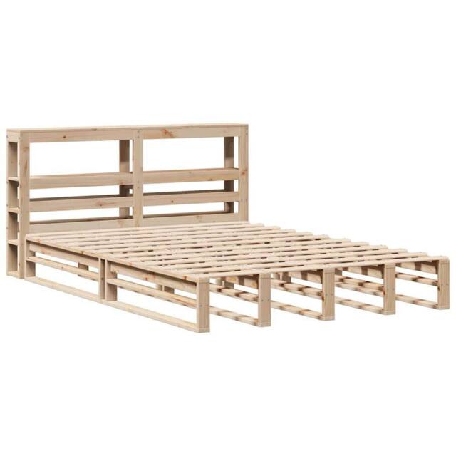 Berkfield Home Decorative Bed Frame without Mattress 160x200 cm Solid Wood Pine in Light Oak - image 1