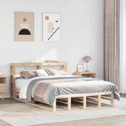 Berkfield Home Decorative Bed Frame without Mattress 160x200 cm Solid Wood Pine in Light Oak - thumbnail 2