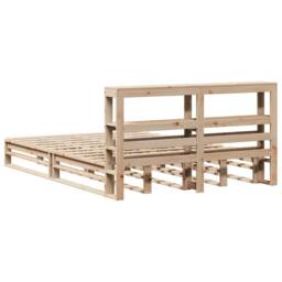 Berkfield Home Decorative Bed Frame without Mattress 160x200 cm Solid Wood Pine in Light Oak - thumbnail 8