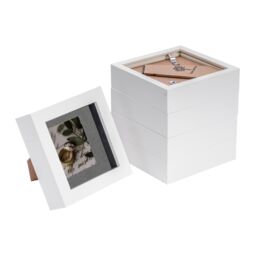 "Nicola Spring 3D Box Photo Frames - 4 x 4"" with 2 x 2"" Mount - Black Mount - Pack of 5 in White" - thumbnail 1