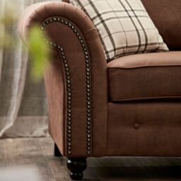 Furnishings For Less UK Oakland 3 & 2 Seater Chesterfield Leather Air Charcoal Grey in Tan - thumbnail 4