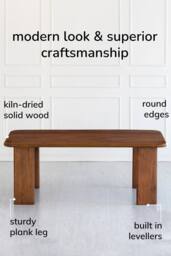 MH London Solid Wood Rectangular Coffee Table for Living Room with Plank Legs - Granite in Walnut - thumbnail 4