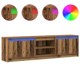 Berkfield Home TV Cabinet with LED Strip Lights with Storage with Door Brown 180 x 34 x 50 cm - thumbnail 4