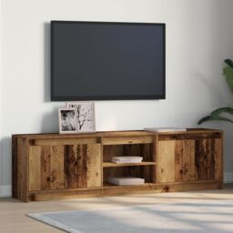 Berkfield Home TV Cabinet with LED Strip Lights with Storage with Door Brown 180 x 34 x 50 cm - thumbnail 1