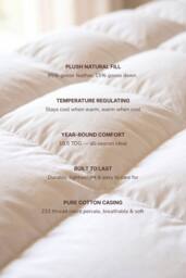 Bedable 100% Down-Feather Duvet in White - Size: King - thumbnail 3