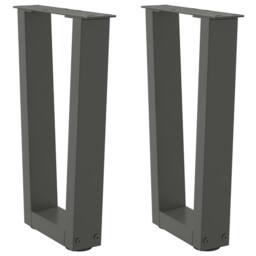 Berkfield Home Modern Dining Table Legs V-Shape 2 pcs Anthracite 38x(42-43.3) cm in Dark Grey - thumbnail 2