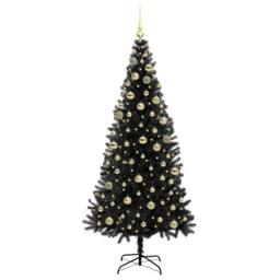 Berkfield Home Christmas Tree with 300 LEDs with Stand Black 180 cm PVC - thumbnail 3