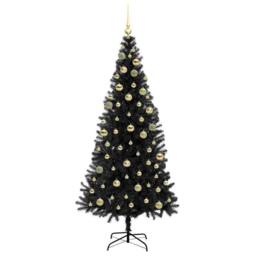 Berkfield Home Christmas Tree with 300 LEDs with Stand Black 180 cm PVC - thumbnail 4