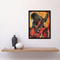 "Artery8 Guitar Player Musician Gig Abstract Painting Framed Art Print in Yellow - Size: W12"" x H16""" - thumbnail 4