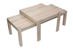 Orsina Natural Set of Two Nesting Tables, Modern Wooden Coffee Tables for Living Room, Nesting Coffee Table Set - thumbnail 2