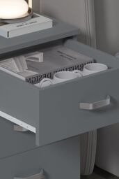 FWStyle 3 Drawer Bedside Table Chest Of Drawers Matt Grey - thumbnail 5