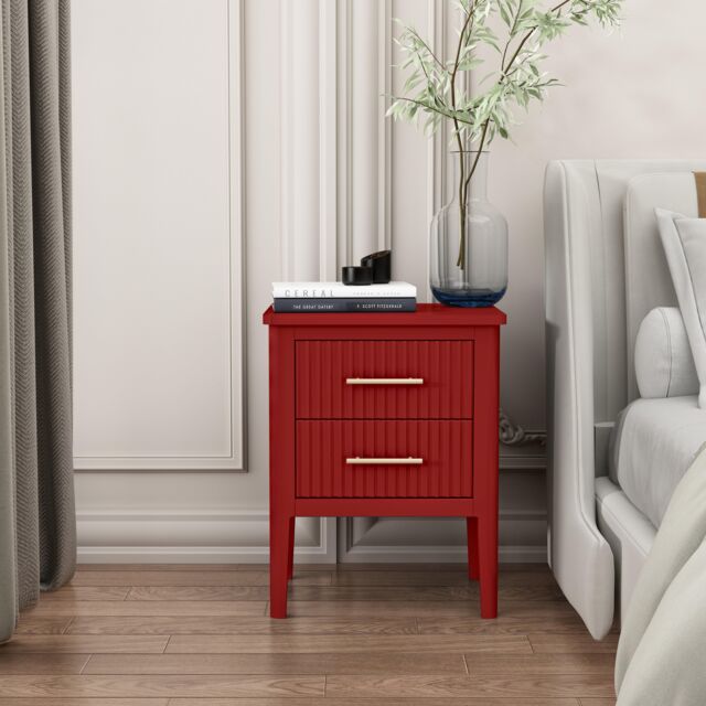 Cabinet Bits Palau 2 Drawer Bedside Table in Red - image 1