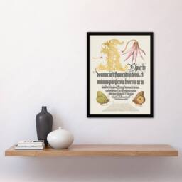 Artery8 Model Book of Calligraphy Framed Wall Art Dog Tooth Violet & Butterflies in White - Size: A4 - thumbnail 2