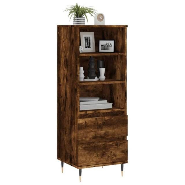 Berkfield Home Highboard Smoked Oak 40x36x110 cm Engineered Wood in Brown - Size: 40 x 36 x 110 cm - image 1