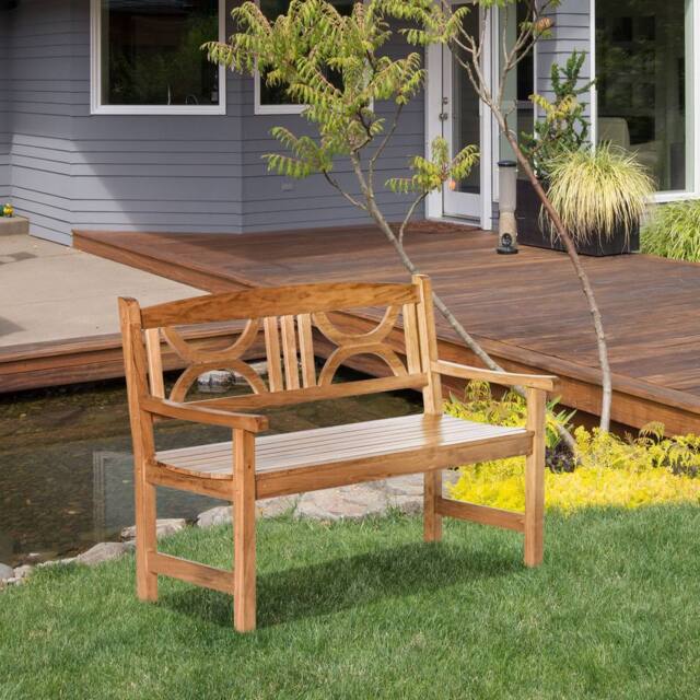 OUTSUNNY 2-Seater Wooden Garden Bench Outdoor Patio Loveseat in Natural